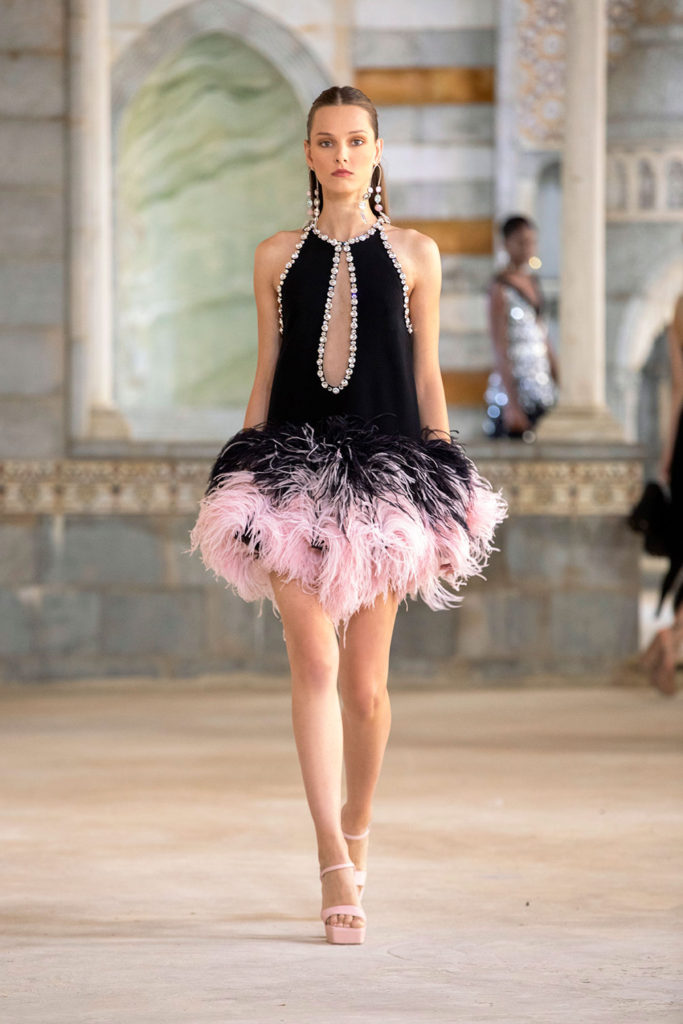 feather cocktail dress